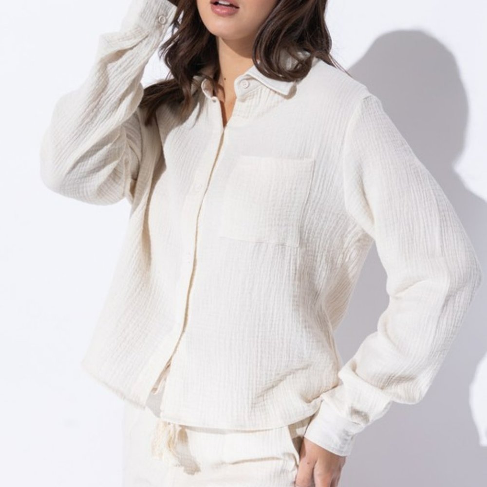 Gauze Button Down Shirt NWT